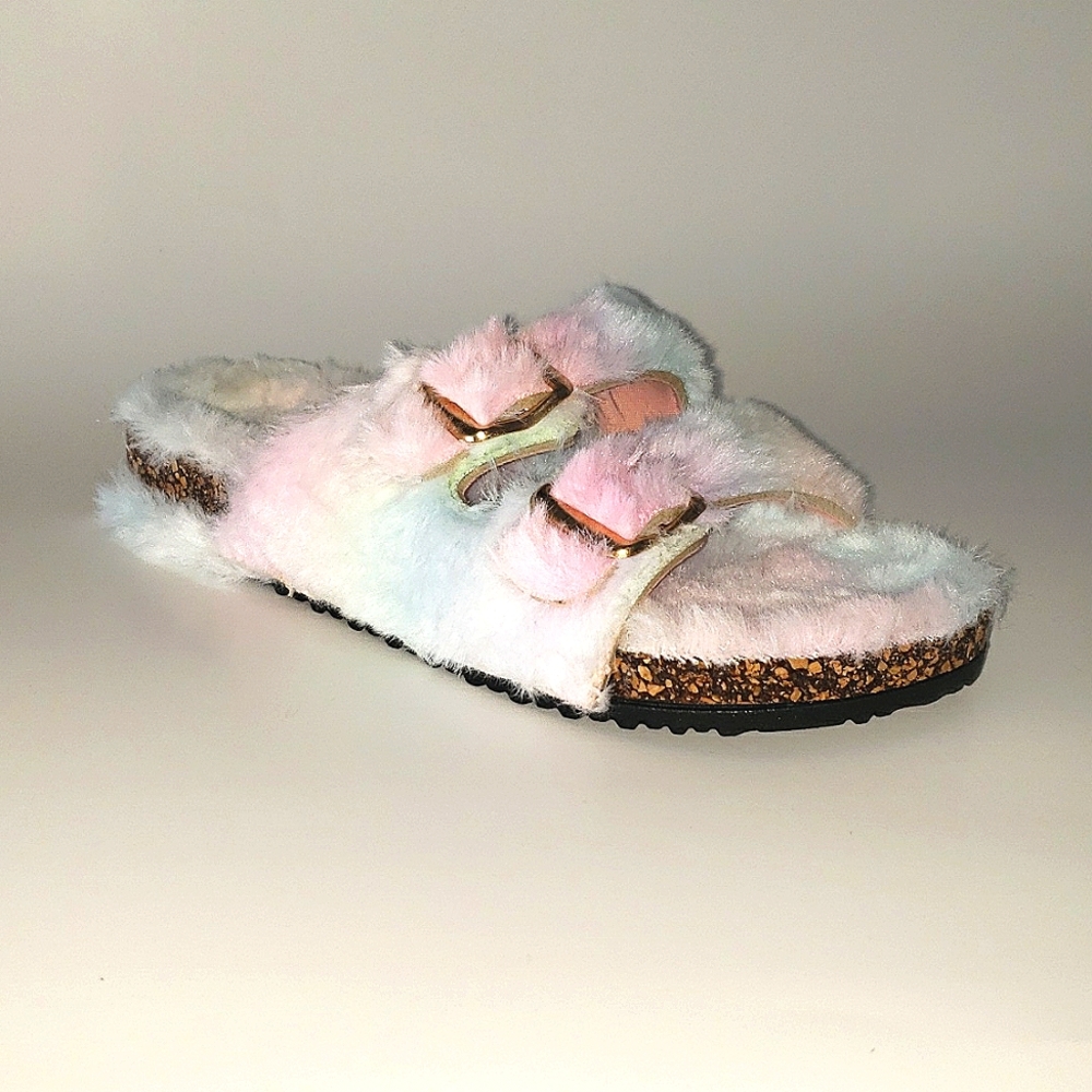 Platform Faux Fur Slipper Sandals - Picture 1 of 6